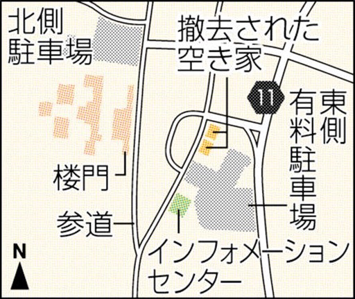 阿蘇神社の周辺 整備着々 地震被災の空き家 官民連携で撤去 楼門復旧 万全な状態で 熊本日日新聞社