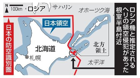 ロシアヘリか 根室沖で領空侵犯 空自がスクランブル 厳重抗議 共同通信 熊本日日新聞社