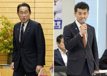 　岸田首相（左）と立憲民主党の泉代表＝６日