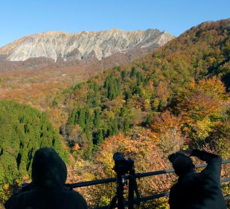 　鳥取県の大山一帯で見頃を迎えた紅葉＝３１日午前