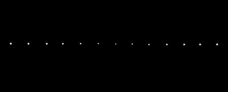 　オリオン座の１等星「ベテルギウス」が小惑星「レオーナ」による食で減光し、元に戻る様子を撮影した１２秒間の連続写真。左から右へ＝１２日、イタリア・サルデーニャ島カリャリ（大月崇綱さん撮影）