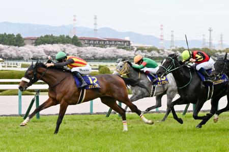 　第８４回桜花賞を制したステレンボッシュ（左）＝阪神競馬場