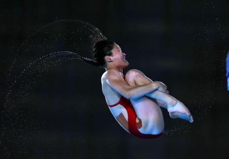 　女子高飛び込みで銅メダルを獲得した北朝鮮のキム・ミレ＝６日、パリ（ゲッティ＝共同）