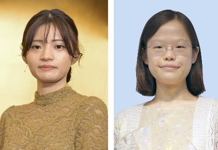 　藤沢里菜女流本因坊（左）、牛栄子四段