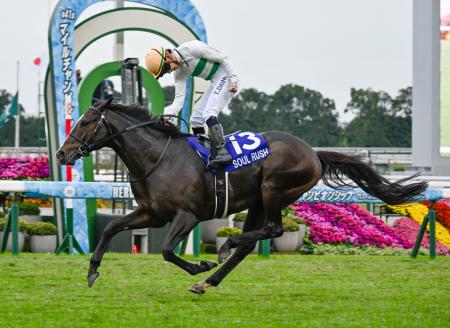 　第４１回マイルチャンピオンシップを制したソウルラッシュ＝京都競馬場