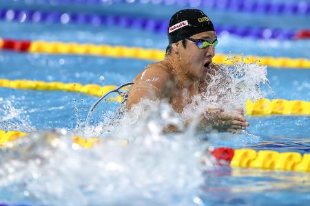 　男子４００メートル個人メドレーで４位となった田渕海斗（ゲッティ＝共同）