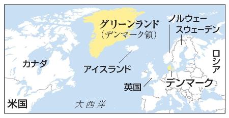 　グリーンランド、デンマーク、米国、カナダ