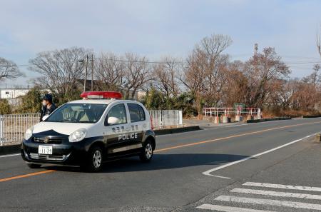 　男性が倒れていたとみられる現場付近＝１９日午前９時８分、埼玉県越谷市