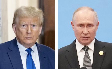 　トランプ米大統領（左、ゲッティ＝共同）、ロシアのプーチン大統領