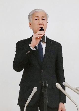 　記者会見するエイチ・アイ・エスの矢田素史社長＝２７日午後、東京都内