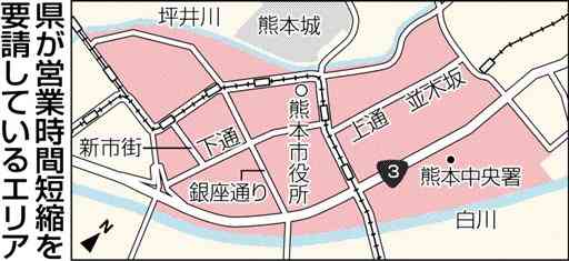 熊本市中心部の時短要請、県が延長へ　２週間程度を検討