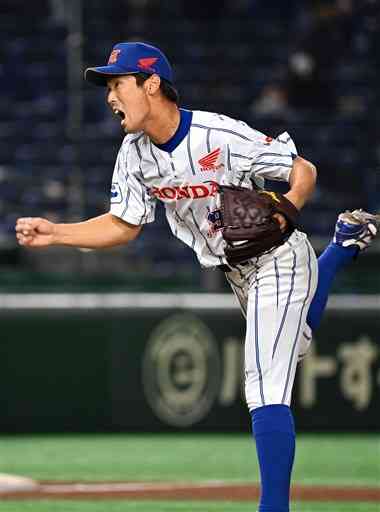 ５番手で登板し、無失点と好投したホンダ熊本の片山（石本智）