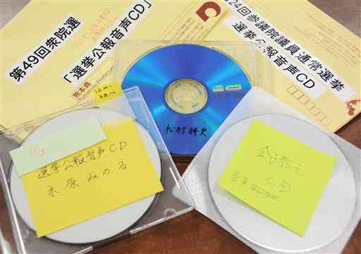 県選出の衆・参院議員３人が自身の選挙で提出した「音声公報」作成のためのデータ＝１６日、県庁