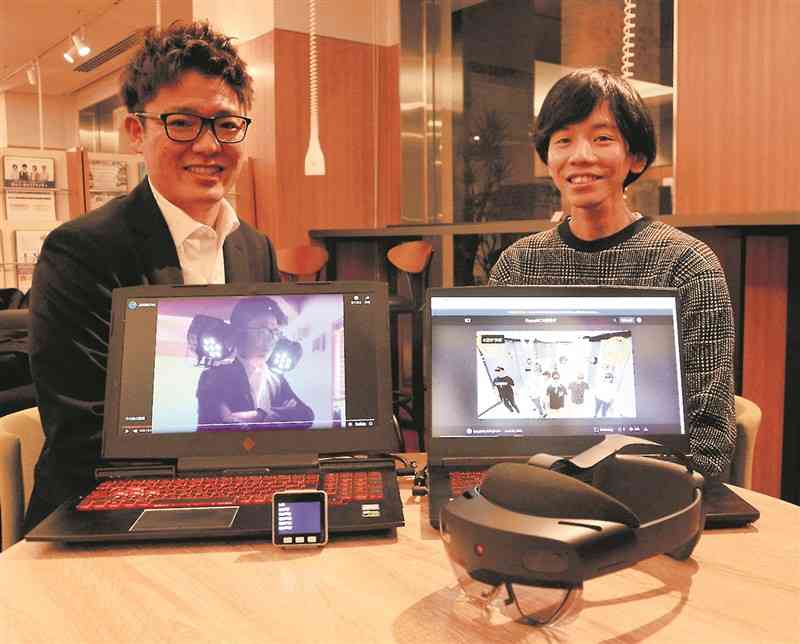 「デジタル技術を積極的に試し、面白いものをつくり、地域課題の解決にもつなげたい」と話すＫｕｍａＭＣＮの櫻木誠さん（左）と藤本賢志さん＝熊本市中央区