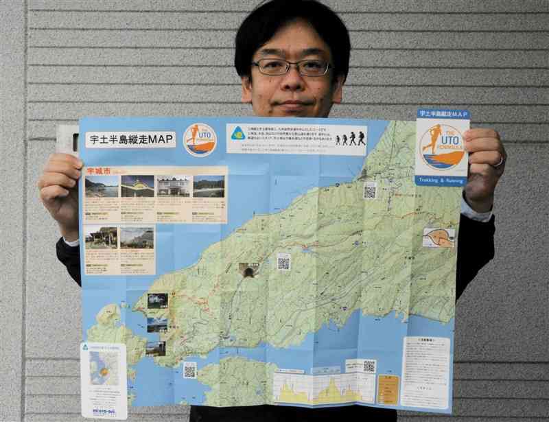 県宇城地域振興局が作製した宇土半島のランニングコースを紹介するマップ