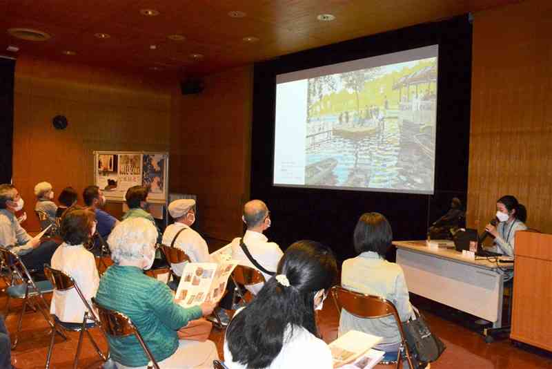 印象派の絵画の魅力や時代背景などを解説したミュージアムセミナー＝熊本市中央区