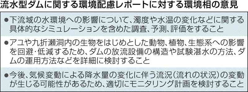 ダム建設「生態系配慮を」　環境相が国交相に意見提出