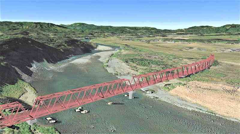 新たな球磨川第四橋梁の完成イメージ（くま川鉄道提供）