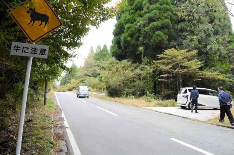 約30年前に県が購入し、整備が進んでいない「阿蘇ソフトの村」計画地＝1日、高森町