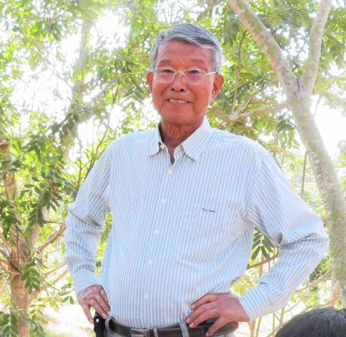 カンボジアの復興に尽力し、2月に亡くなった苓北町出身の神﨑紘邇さん＝2020年1月、カンボジア・プノンペン（家族提供）