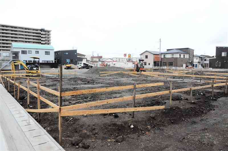 熊本インターナショナルスクール新校舎の建設工事現場＝14日、熊本市東区