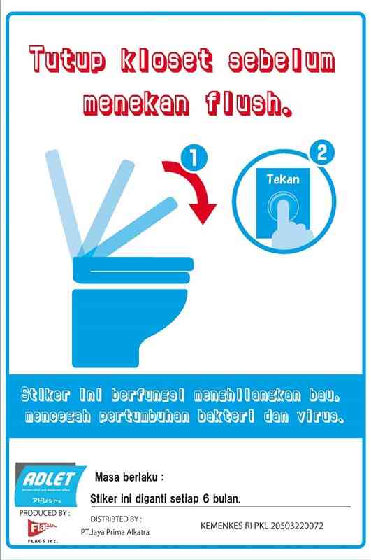 洋式トイレのふた裏に貼るシート「アドレット」のインドネシア語版。2月にも輸出を始める