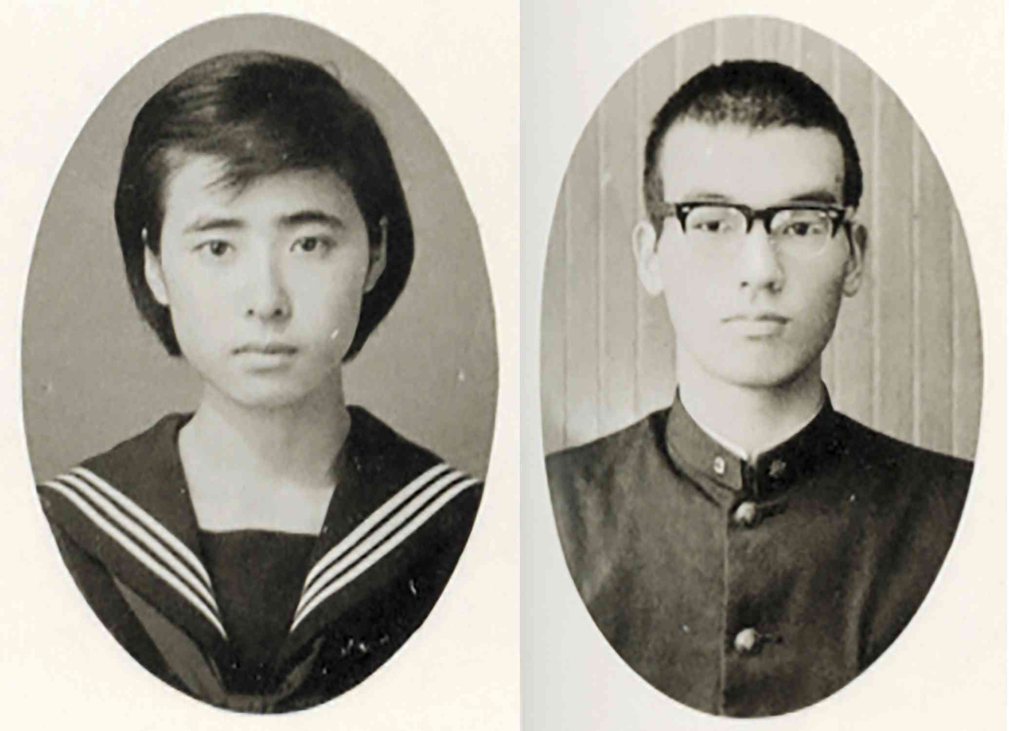 人吉高校時代の筆者（右）と将来妻となる桂子さん
