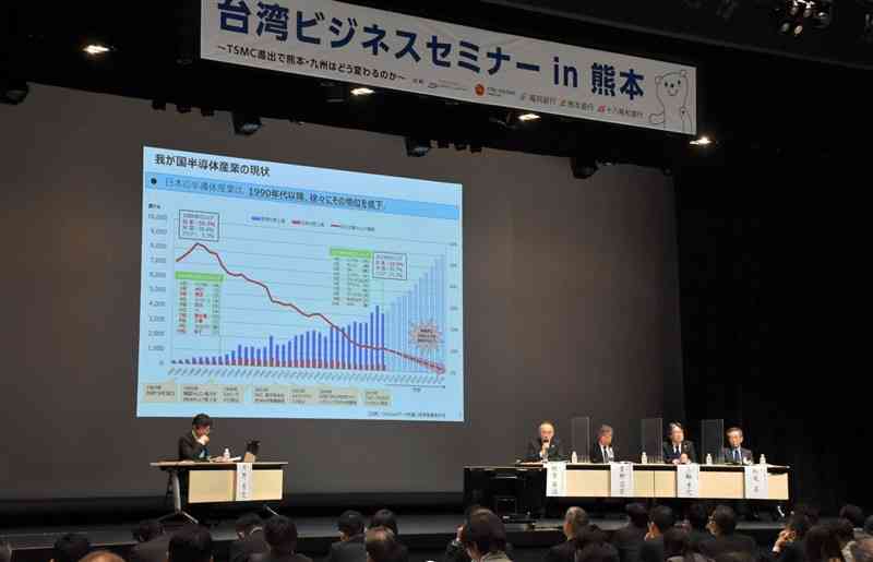 TSMC進出に伴う半導体産業の広がりについて議論するパネリストたち＝9日、熊本市中央区