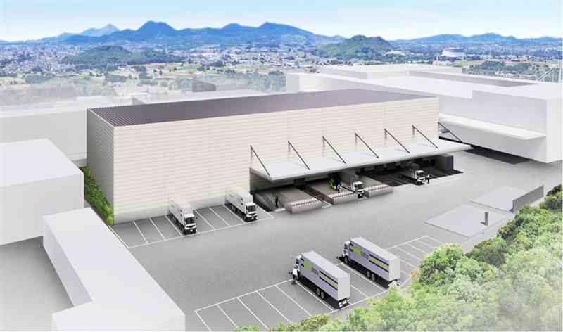 日本通運が益城町に建設する新倉庫の完成予想イメージ（NXHD提供）