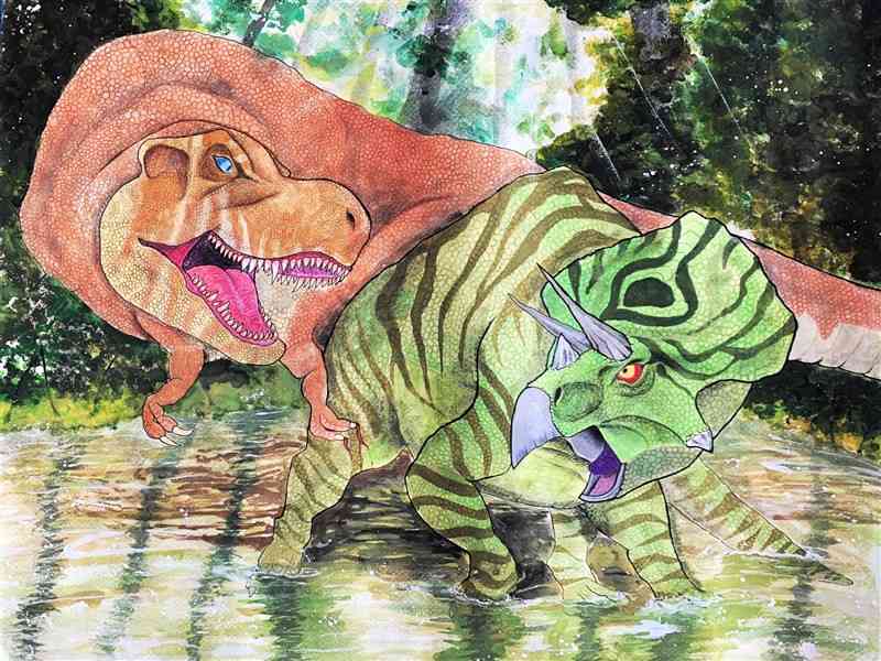 第25回恐竜絵画コンテストで最優秀賞に選ばれた髙橋薫平さんの作品