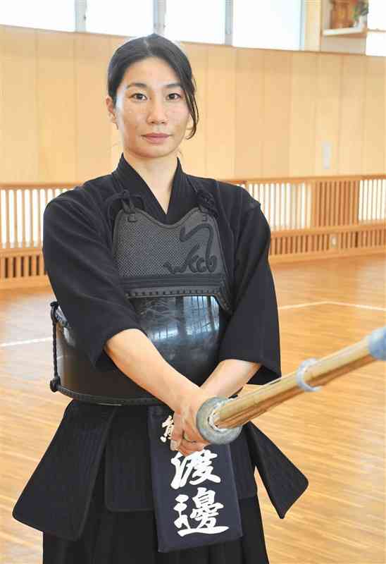 全日本女子剣道選手権で初優勝した渡邊タイ（熊本県警）＝7日、熊本市の県警察学校