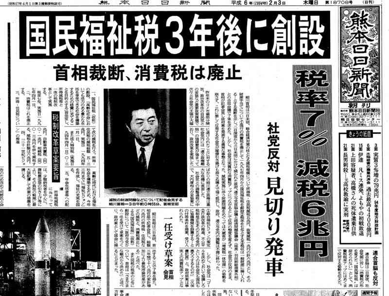 1994年2月3日付の熊日