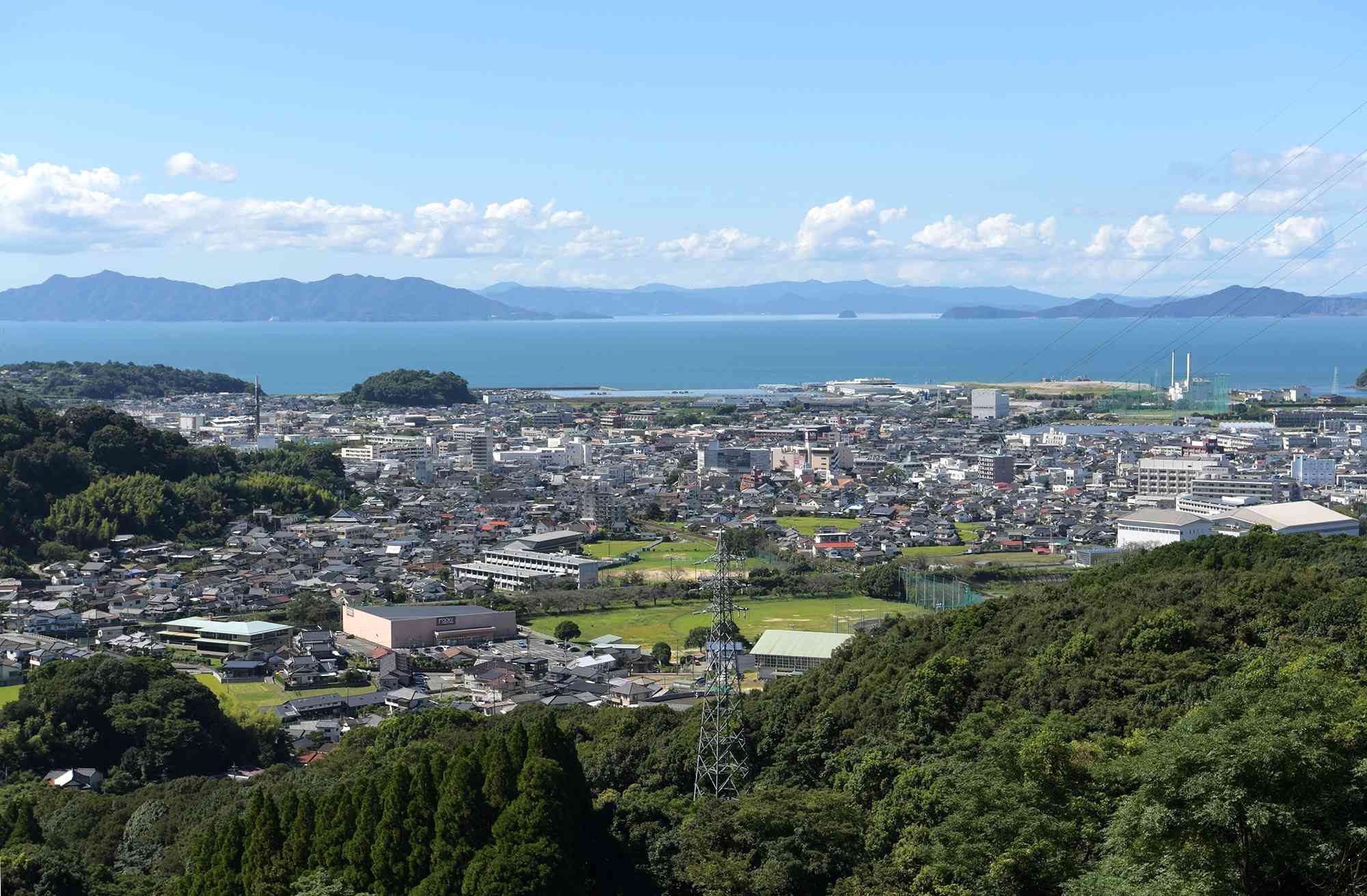 中尾山の山頂から望む水俣市街地と不知火海。水俣の人々との出会いは、私の人生の転機につながった＝2020年