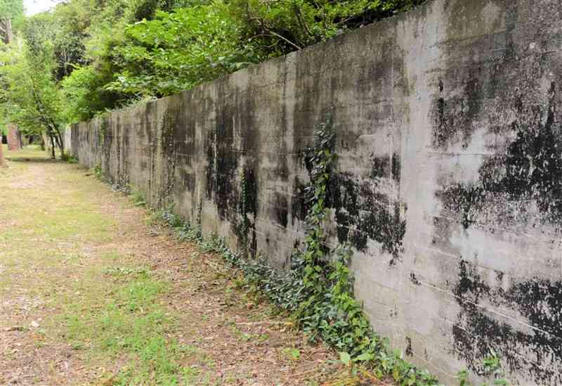 歴史的建造物の保存対象となった菊池恵楓園の「隔離の壁」＝17日、合志市