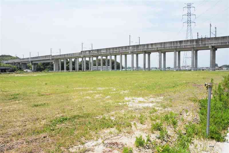 大牟田市が九州新幹線新大牟田駅そばに整備した新たな産業団地＝19日、福岡県大牟田市