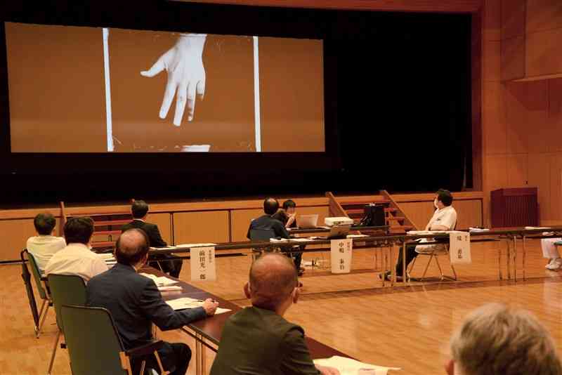 薬剤「虹波」の投与に関する菊池恵楓園の検証作業の中間報告があった委員会＝24日、合志市