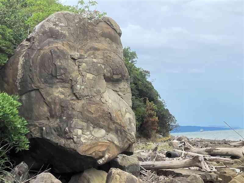 維和島最南端の海岸にある巨大な人面岩