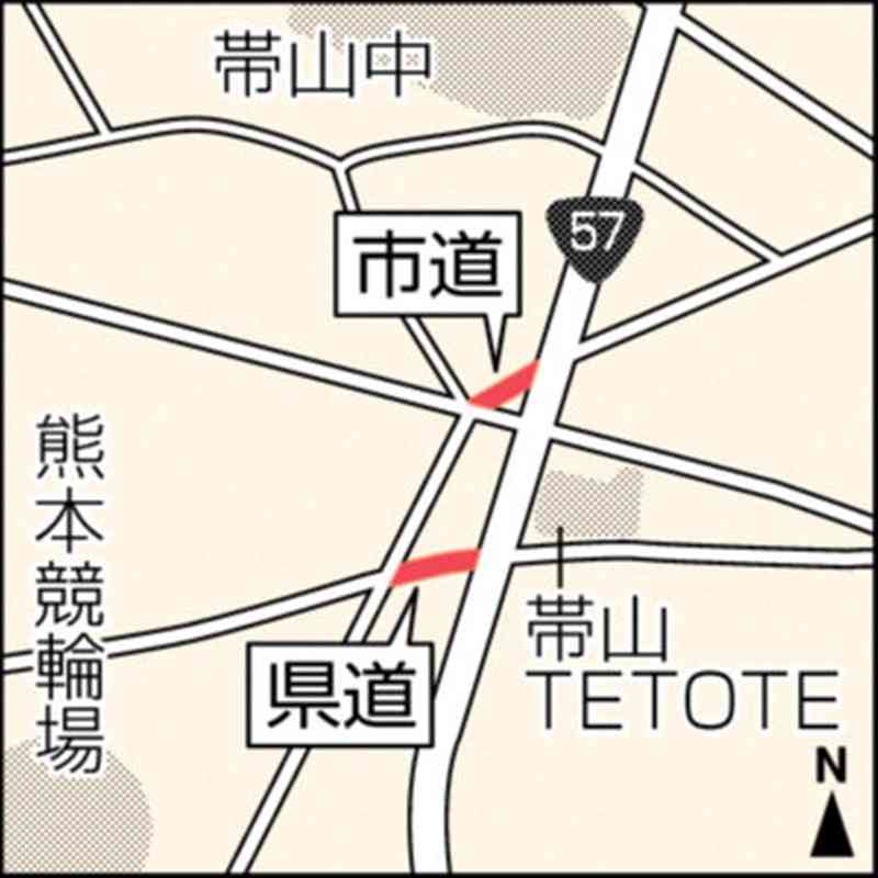 熊本市の東バイパスに、右折と直進が同じ車線の交差点　渋滞の原因では?　道路管理者と県警の考えは…