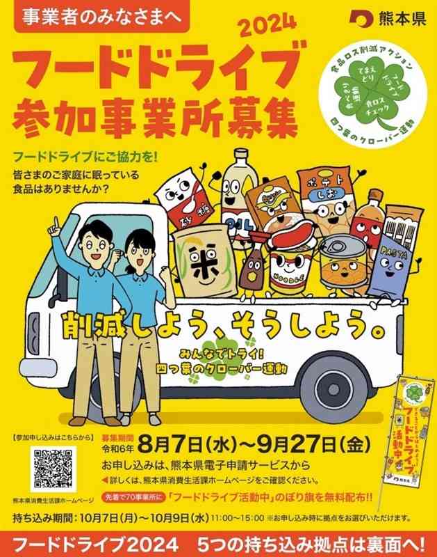 事業所にフードドライブ参加を呼びかけるチラシ（県消費生活課提供）