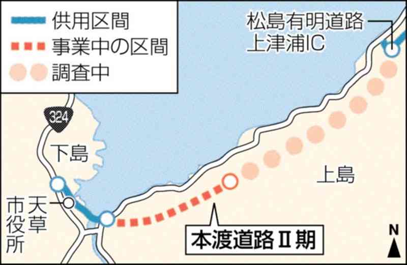 「本渡道路Ⅱ期」で中心くい打ち式　天草市と熊本市つなぐ熊本天草幹線道路の一部　県が本格的測量に着手へ