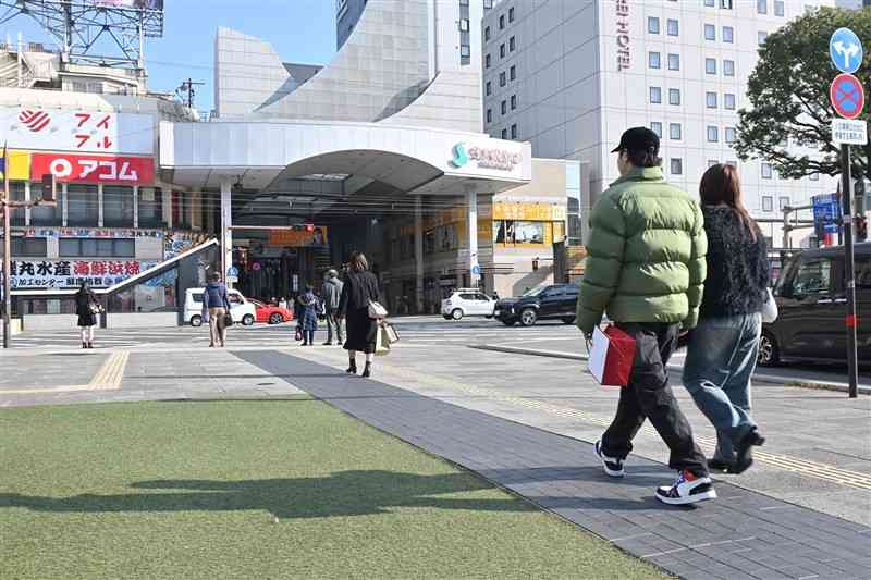 熊本市の計画案で最多の避難者を想定する「新市街」。周辺のホテルで約2400人を受け入れる＝26日午後、熊本市中央区（谷川剛）　