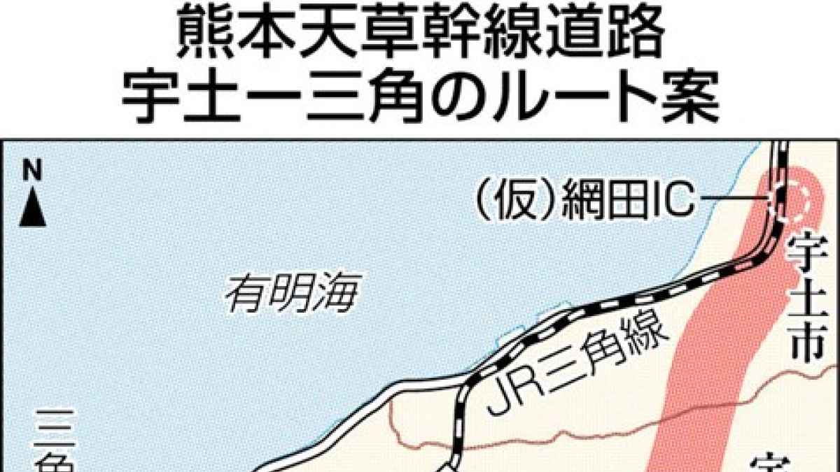 宇土半島南側に車専用道路 熊本天草幹線道路の宇土ー三角間、第三者委